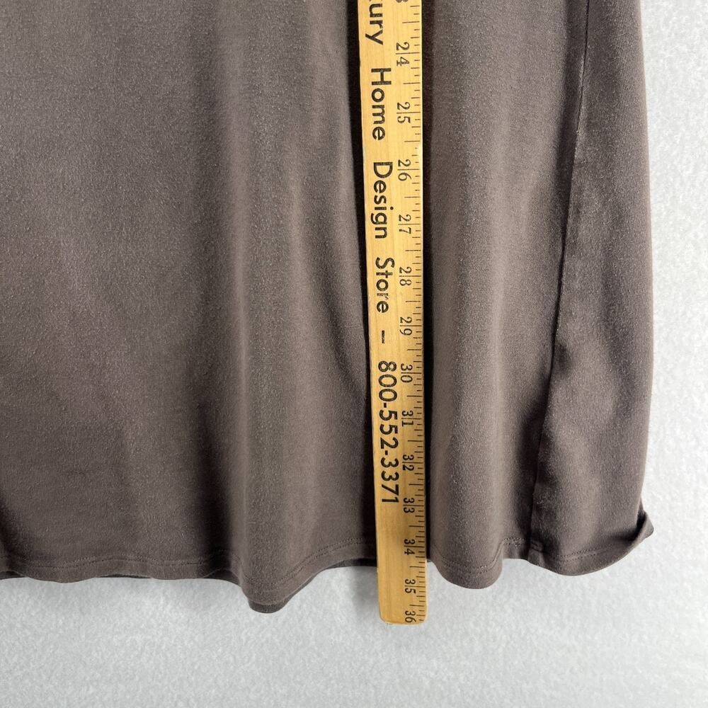 EILEEN FISHER Dress PP Organic Cotton Stretch Jersey T-Shirt Cap Sleeve Brown - Picture 11 of 13